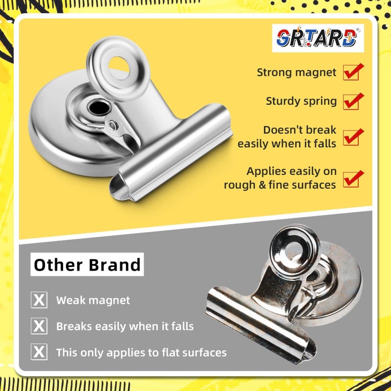 Grtard 12pack Fridge Magnets Refrigerator Magnets Magnetic Clips Heavy Duty Detailed List Display Paper Fasteners on Home& Office& Teaching Silver - Image 3